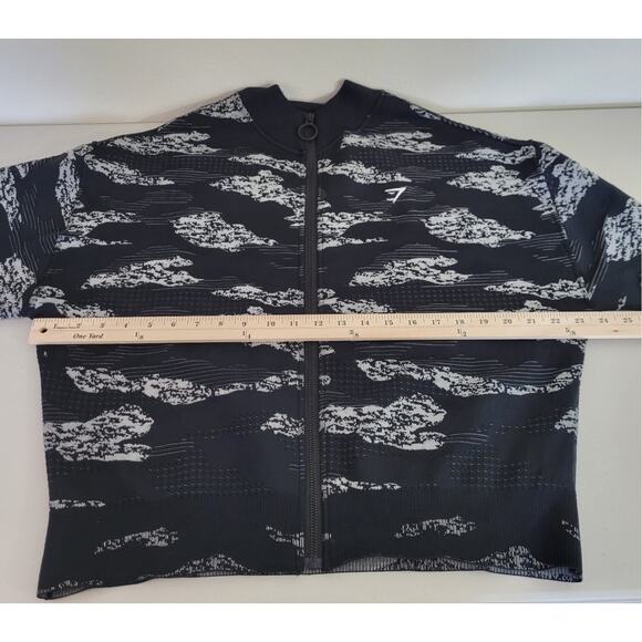 Gymshark Adapt Camo Seamless Track Jacket Black Light Gray Womens Large - Picture 8 of 11